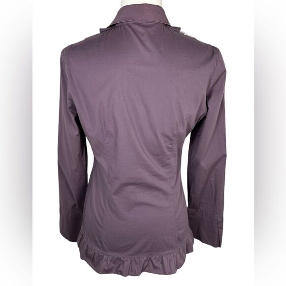 Dismero Italian Women’s Purple Crochet Lace Ruffle Button Down 3/4 Sleeve Top - Picture 4 of 15